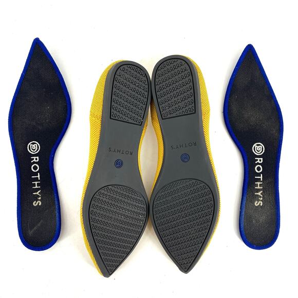 Rothy's Women's 7.5 Yellow The Point Pointed Toe Slip on Flat Pumps - Picture 7 of 7